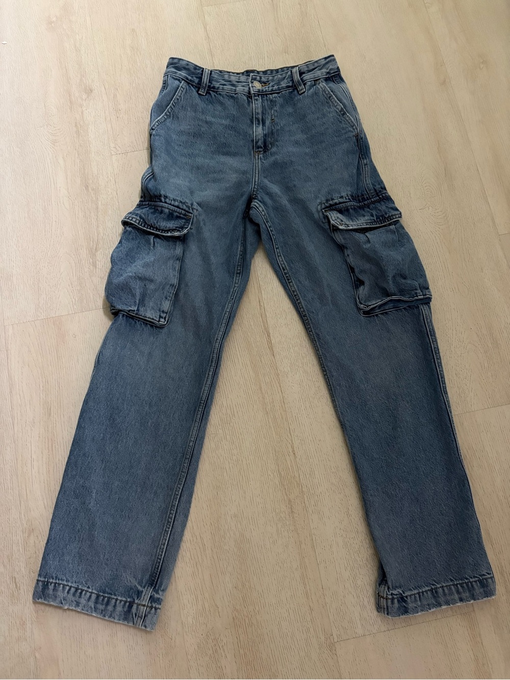 Zara Men's Blue Cargo Denim Pants